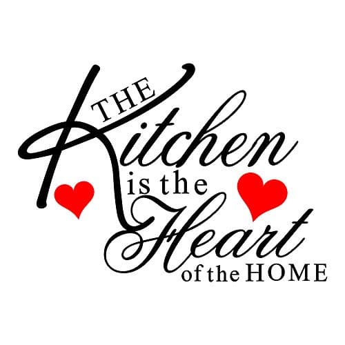 Witkey The Kitchen is The Heart of The Home Red Heart Wall Decal Sticker Art Mural Home Dcor Quote DIY