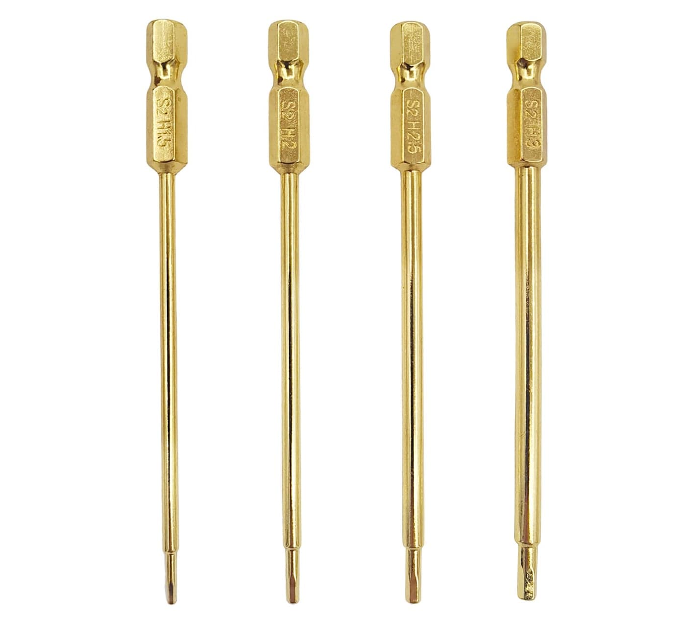 HOPLEX RC Hex Bit Set 15 20 25 30mm Hex Head Allen Wrench S2 Steel Titanium Hexagon Screwdriver Tool Kit 14 Hex Shank 39 Long for Bit Electric ScrewgunPower Drill RC Repair Working