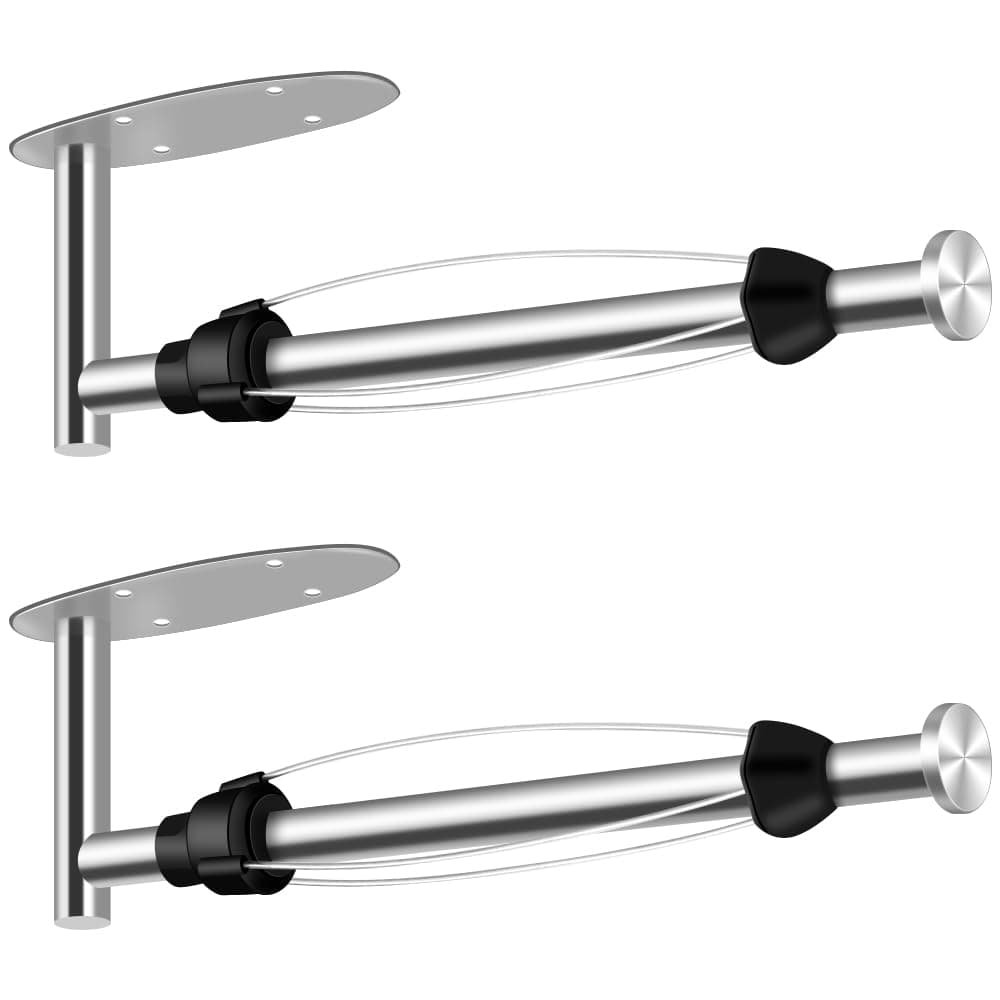 MGahyi Paper Towel Holder Under Cabinet Single Hand Operable Wall Mount with Damping Effect SelfAdhesive or Drilled for Kitchen BathroomSilver 2pcs