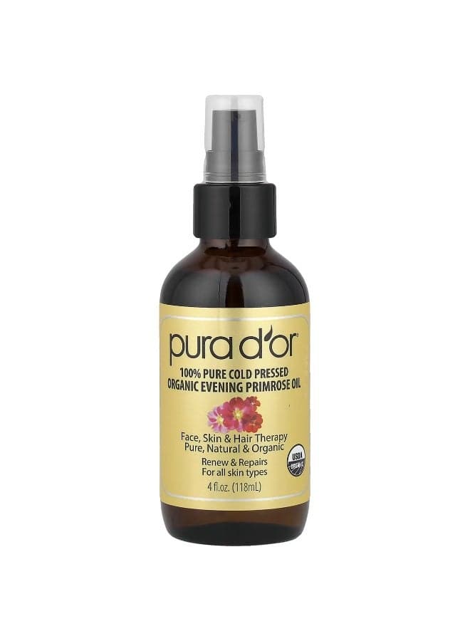 Pura D'or, Organic Evening Primrose Oil, 4 fl oz (118 ml)
