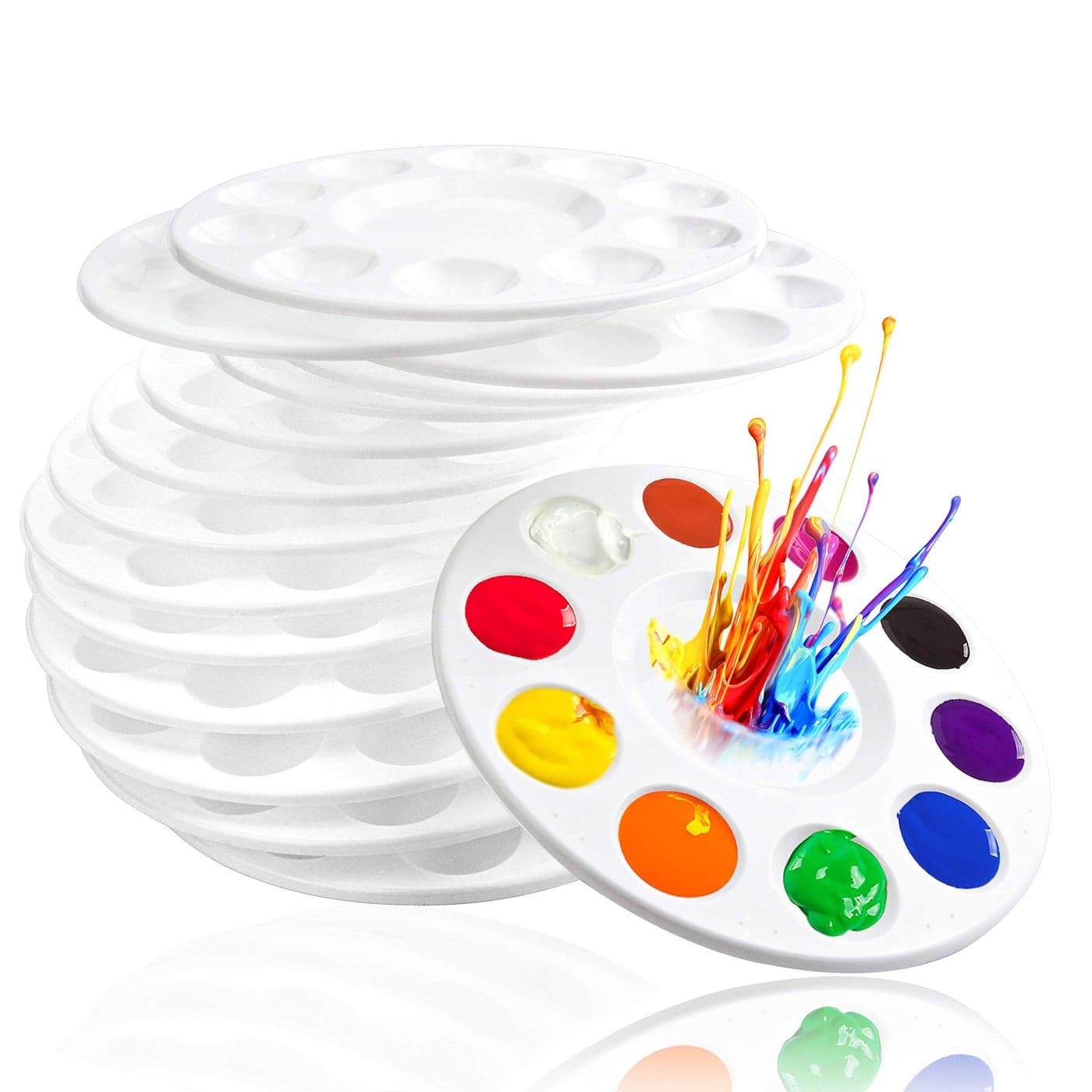 inifus 22 PCS Paint Tray Palettes for Kids Plastic Paint Pallet with 10 Wells Acrylic Artist Paint Tray Palette for Kids Students to Acrylic Oil Watercolor Craft Supplies DIY Art Painting
