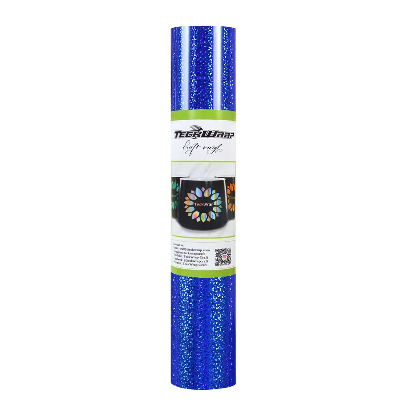TECKWRAP Sparkle Blue Holographic Vinyl Permanent Metallic Chrome Vinyl 1ft x 5ft