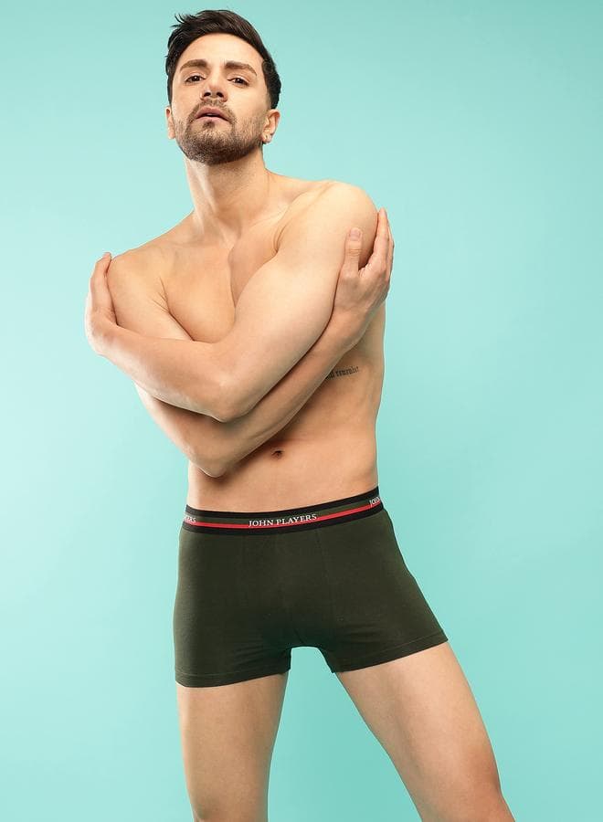 John Player Pack of 2 - Solid Trunks with Elastic Waistband