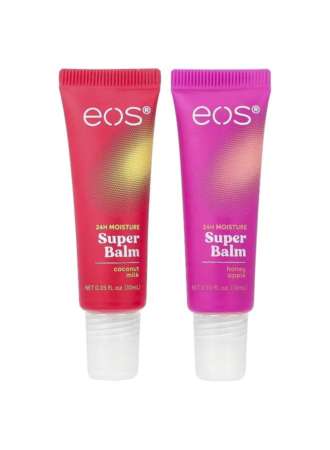EOS, 24H Moisture Super Balm, Coconut Milk & Honey Apple, 2 Pack, 0.35 fl oz (10 ml) Each