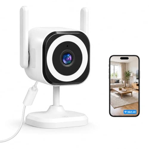 GUOANVISION Cameras for Home Security Indoor Outdoor, Dual Antenna 5G/2.4G WiFi Security Camera, Plug-in Stable Live View, 2K Color Night Vision, 4X Zoom, 2-Way Audio, IP66, SD/Cloud