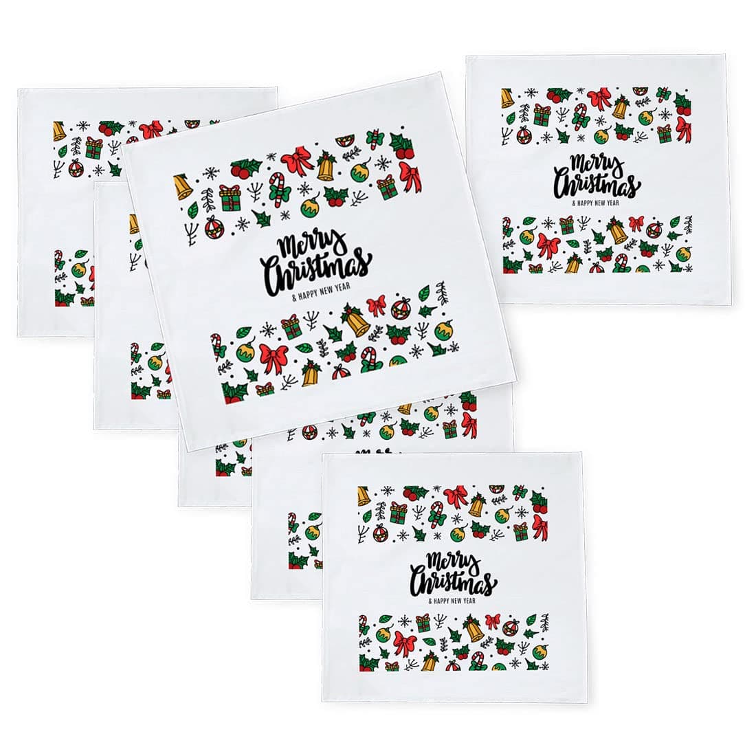 Khakee 6 Pcs Christmas Theme Silk Table Napkins 10x 10 for Xmas Decoration Christmas OrnamentsChristmas Giftxmas21535