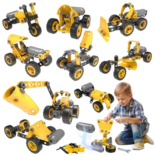 10 in 1 Kids STEM Building Toys Electric Building Blocks Toys Set for 5 6 7 8 Year Old Boy Educational STEM Learning Construction Excavator Kit for Kids Age 48 57 68 810