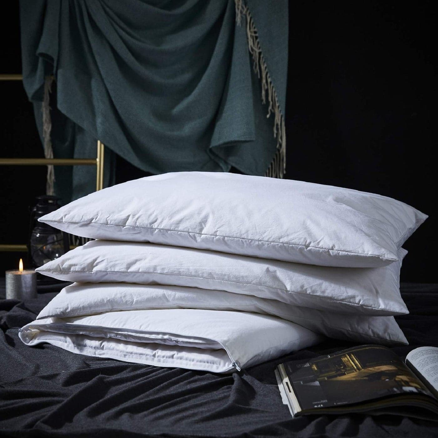 Three Geese Adjustable Layer Goose Feather PillowAssemblable Bed Pillow100 Soft Cotton CoverGood for Side and Back Stomach SleeperKing SizePackaging Include 1 Pillow