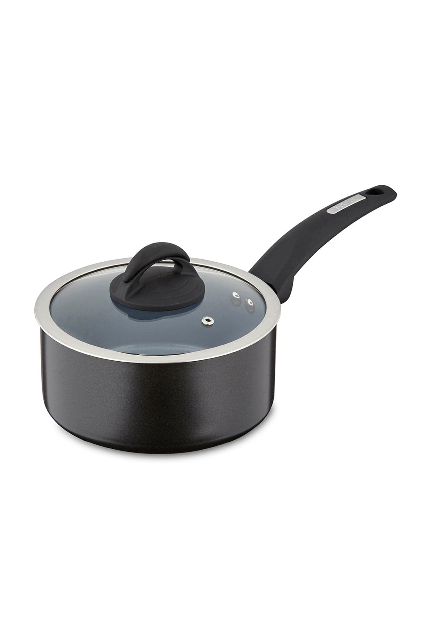 Tower Cerasure 18cm Aluminium Non-Stick Ceramic Saucepan with Tempered Glass Lid & Steam Vent | Bonded Base | PFAS PFOA PTFE Free Saucepot | All Stovetop Compatible | Dishwasher Safe | Graphite Grey