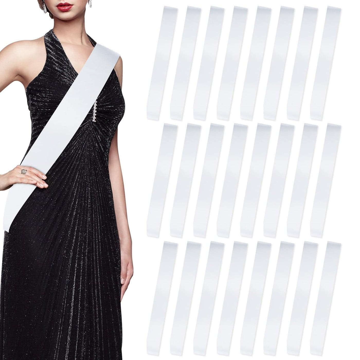 LaiHiulaan 25Pcs White Sashes Blank Satin Sashes for Pageants Sublimation Blanks Sash to Decorate Plain 2026 Senior White Sash Birthday Sash for Women Homecoming