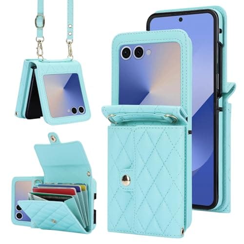XIMAND for Samsung Galaxy Z Flip 7 Accordion Crossbody Wallet Case 4 Card Slots RFID Blocking and Adjustable Strap Stylish and Versatile AccessoryGreen