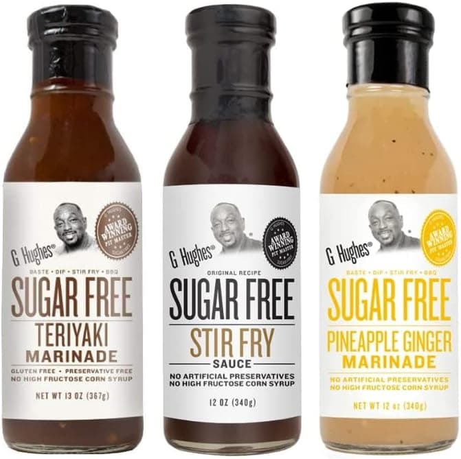 G Hughes Sugar Free Stir Fry Sauces Variety Pack - Teriyaki, Stir Fry, and Pineapple Ginger Marinades (3 Pack)