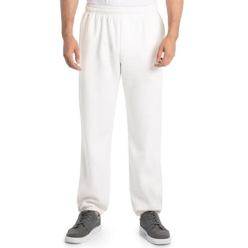 Fruit of the Loom mens Eversoft Fleece & Joggers (Regular Big Man) Sweatpants, Elastic Bottom - White, Medium US