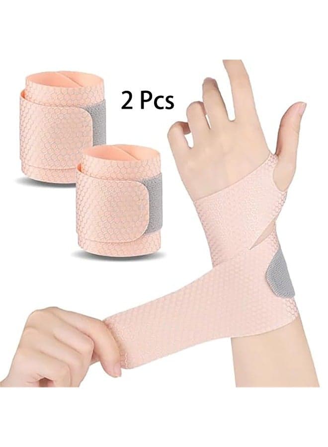 2 Pcs Ultra-Thin Wrist Brace Support for Carpal Tunnel, Pain Relief, Arthritis, Tendonitis, Elastic Wrist Wraps Right and Left Hands, Compression and Support for Fitness Enthusiasts (Skin Tone)