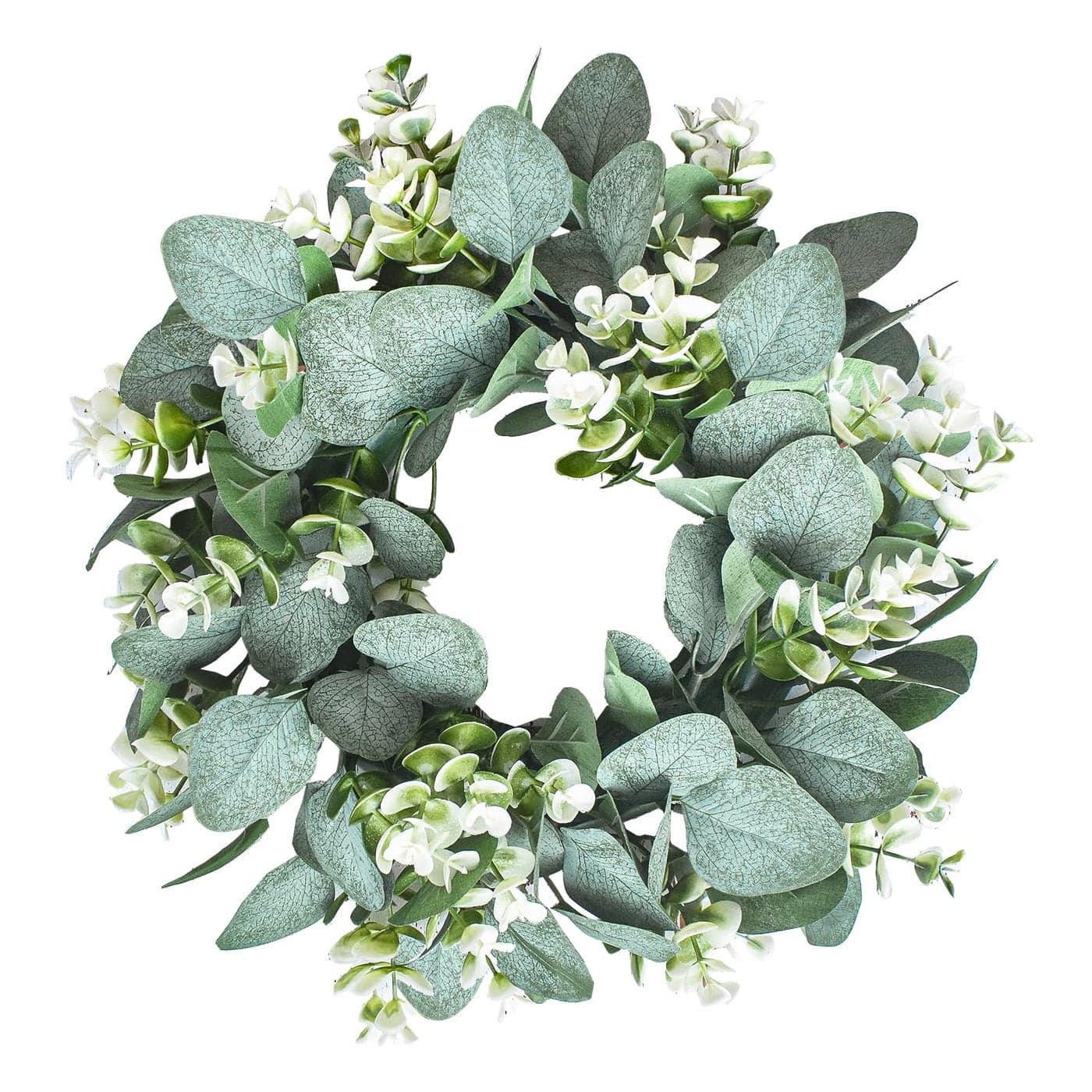 LSKYTOP 1 Pack Green Eucalyptus Wreath Round Artificial Farmhouse Wreath for Door Wall Window Decor12InchPC