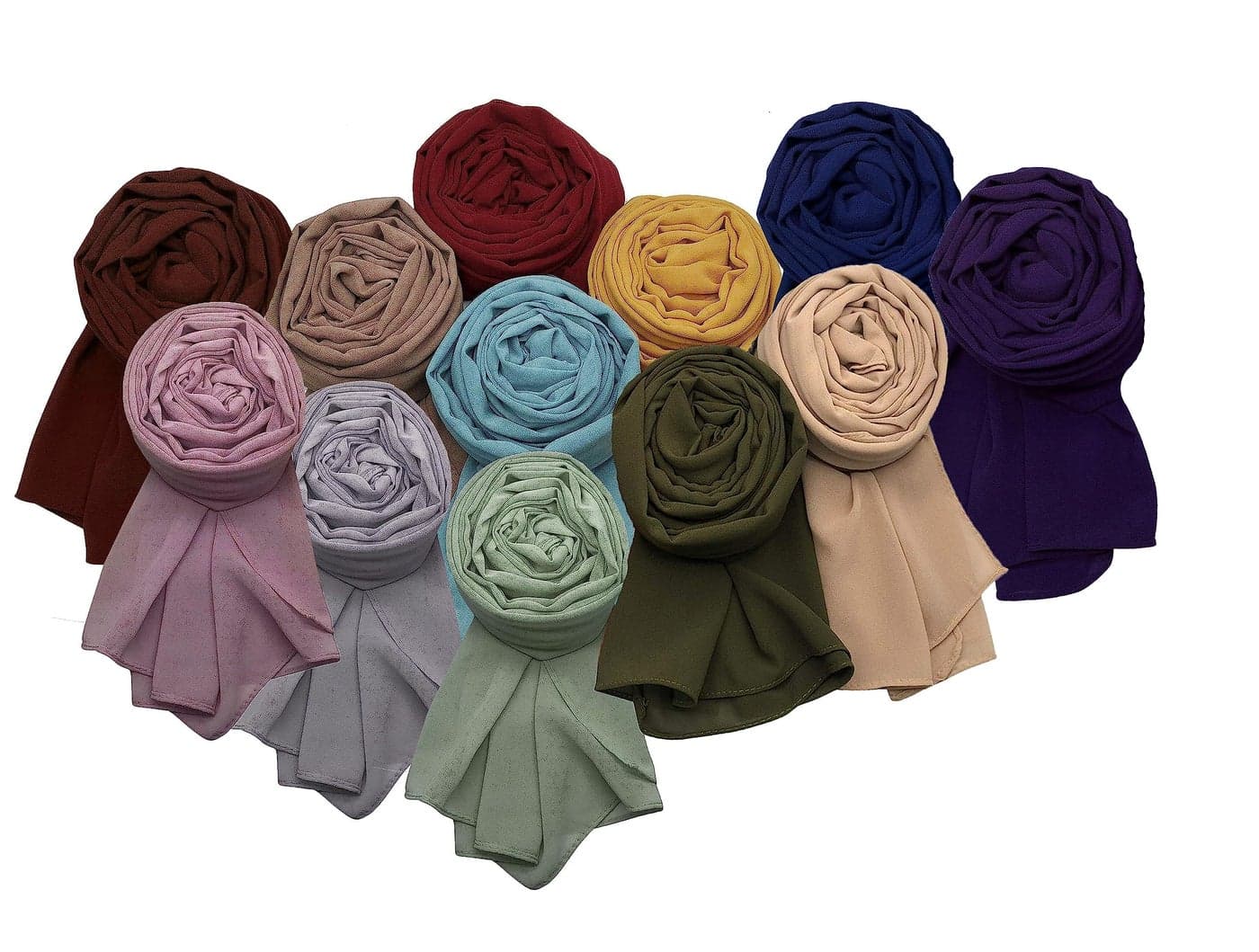 ICW Women Soft Chiffon Georgette Scarves Shawl Stoles Long Scarf Wrap Head Scarves (Pack Of 12), Female, Multicolour