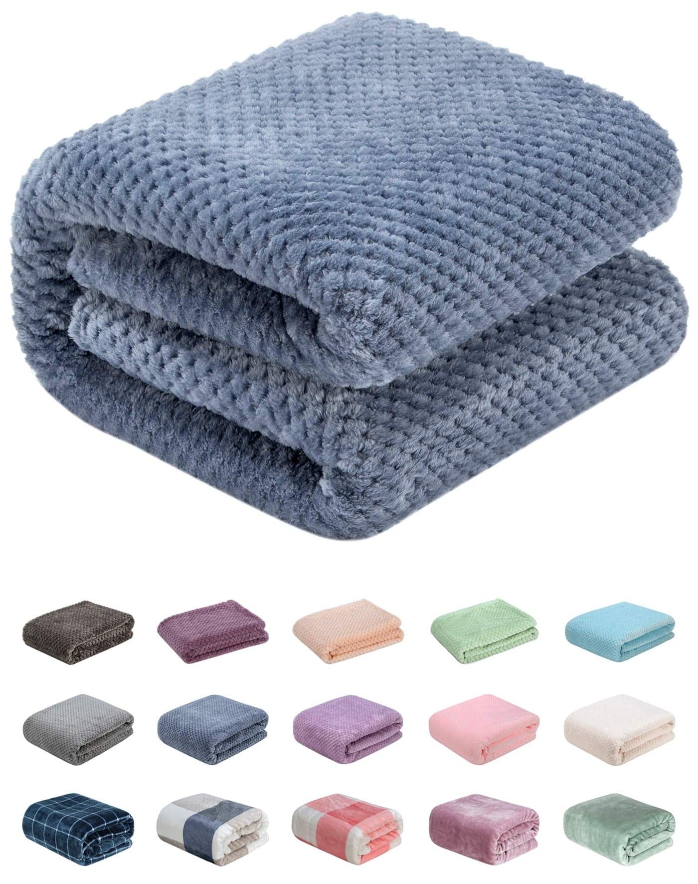 Fuzzy Throw Blanket, Plush Fleece Blankets for Adults, Toddler, Boys and Girls, Warm Soft Blankets and Throws for Bed, Couch, Sofa, Travel and Outdoor, Camping (Throw(50"x70"), L-Smoked Blue)