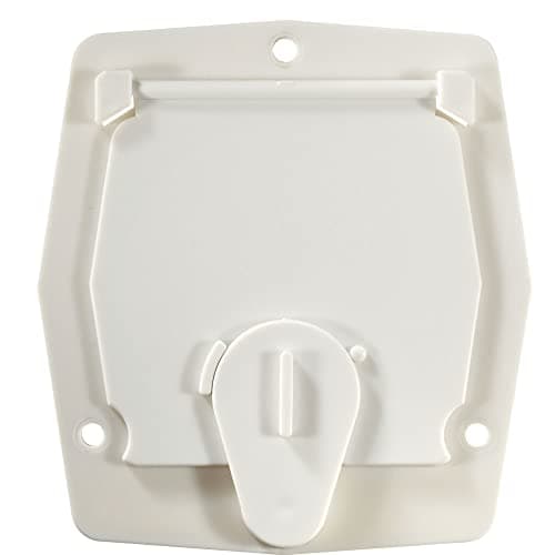 RV Designer B140, Round Electrical Cable Hatch, Basic, Flat Sided, 4.2 inch Diameter, Polar White