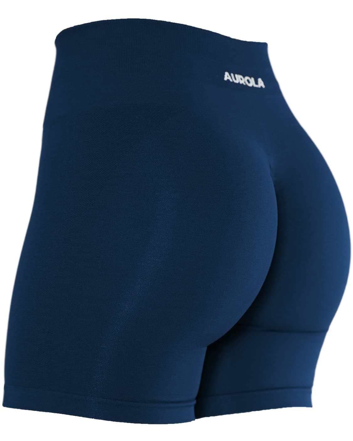 AUROLA Intensify Workout Shorts for Women Seamless Scrunch Short Gym Yoga Running Sport Active Exercise Fitness Shorts(L,Tuxedo Blue)