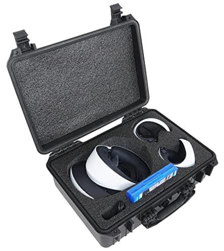 Case Club Hard Carry Case Fits PlayStation VR2 Headset 2 Sense Controllers Cords 2 Games Small Accessories Lockable Case wShock Absorbing PreCut Foam Fits PSVR2 Out of The Box