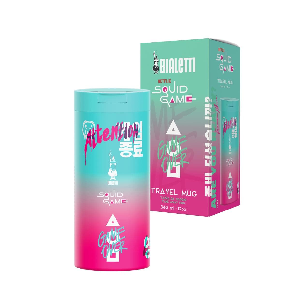 Bialetti Squid Game Travel Tumbler DoubleWall Stainless Steel Thermal Insulated 8 Hours Cold4 Hours Hot Perfect for Travel and Daily Use 12 oz 360 ml