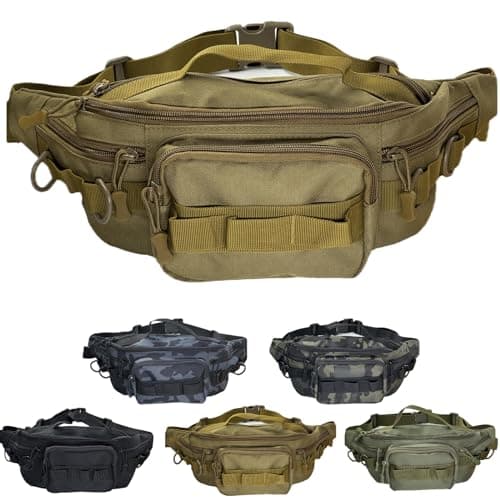 Chardime Fanny Pack for men tactical fanny pack for men Sports and Outdoor ActivitiesMultiple Pockets and Compartmentsbrown