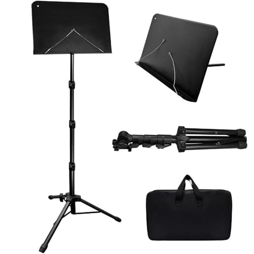 HOLANHING 70IN Sheet Music Stand, Tall Music Stand for Sheet Music Height- Adjustable Music Sheet Stand with Carrying Bag for Guitar, Violin, Ukulele (33-70IN-B)
