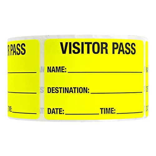 Chartreuse Visitor Pass 500 Fluorescent Yellow ID LabelsSafety Identification Badge Stickers