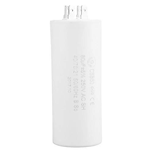 CBB60 Capacitor, High Performance 80uF 250V AC Motor Run Cylindrical Capacitor for Air Conditioner Compressor Replacement White 5.31inch