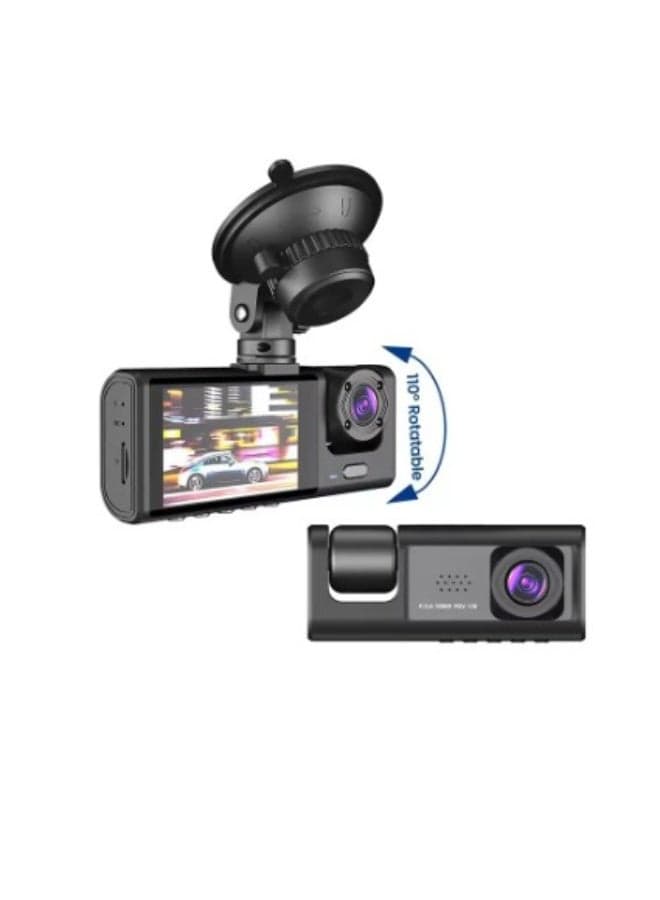 Dual Channel Car Dash Camera with Front & Rear Recording, 170° Wide-Angle Lens, Full HD 1080P Front & 720P Rear Video, Loop Recording, Built-In Microphone, MOV Video Format