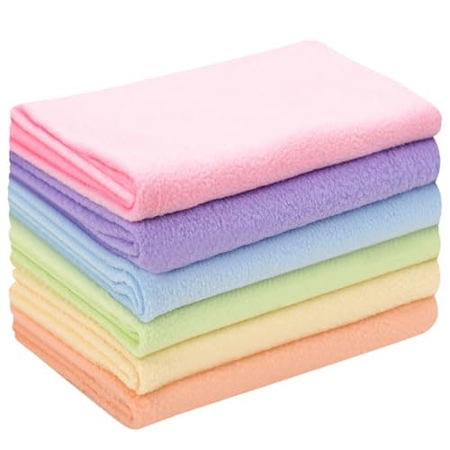 6 PCS 20x20 Knitted Polar Fleece Fabric Anti Pill Plush Fabric Patchwork Polyester Fleece Cloth for Blanket Pillow Cover DIY Craft Sewing Pastel