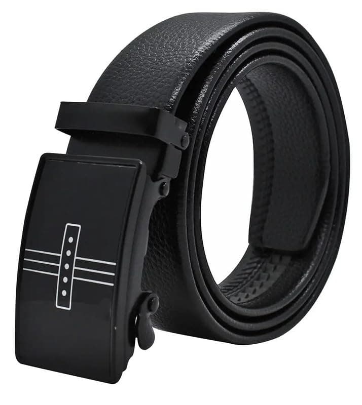 Sunshopping Men's PU Leather Black Autolock Grip Belt (HTP-2-BL) (Free Size, Black 2)