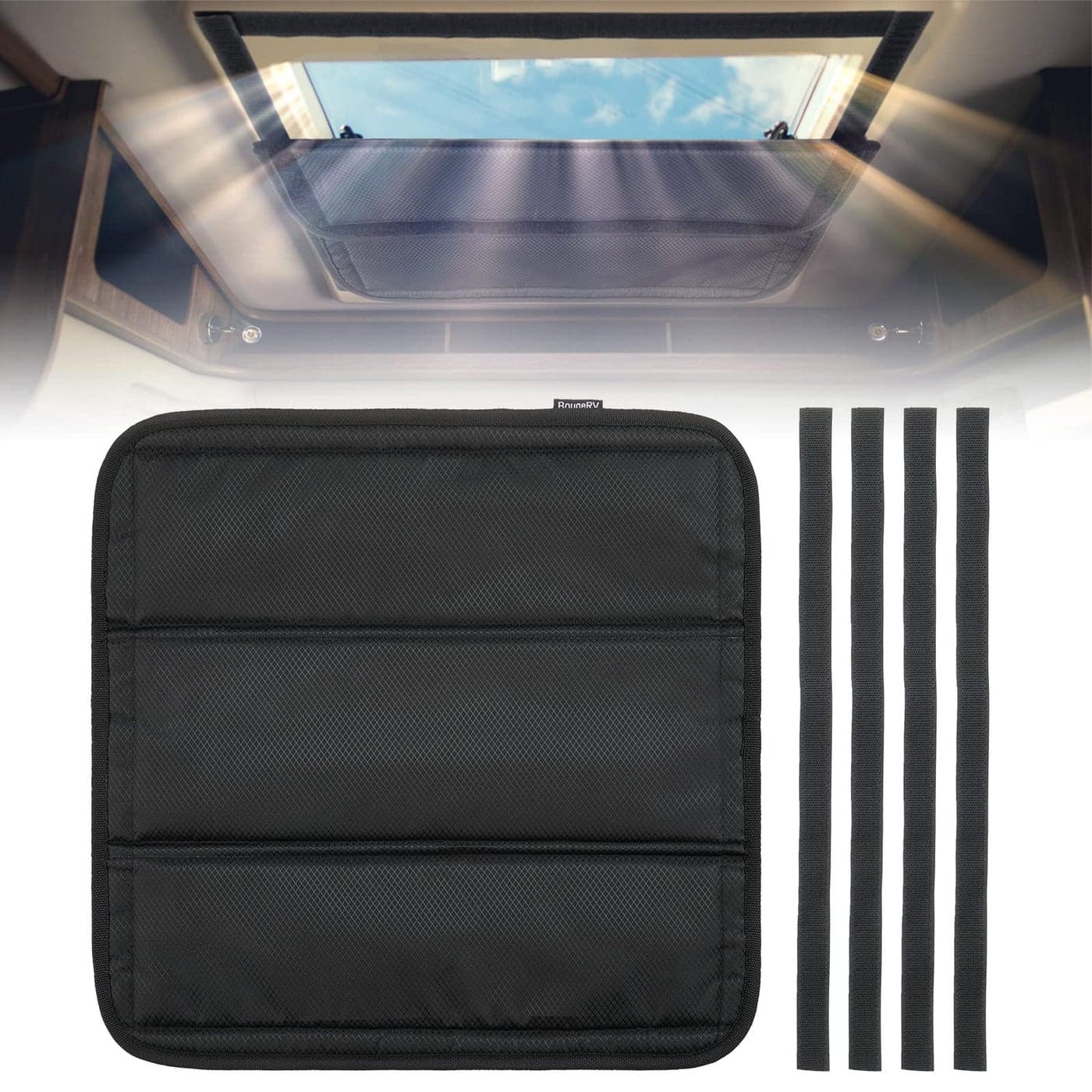 BougeRV RV Skylight Vent Cover Magnetic Foldable Camper Window Sun Shade RV Interior Privacy Curtains Fit for RV Bathroom and Boat Window RV Accessories and Parts 158 158
