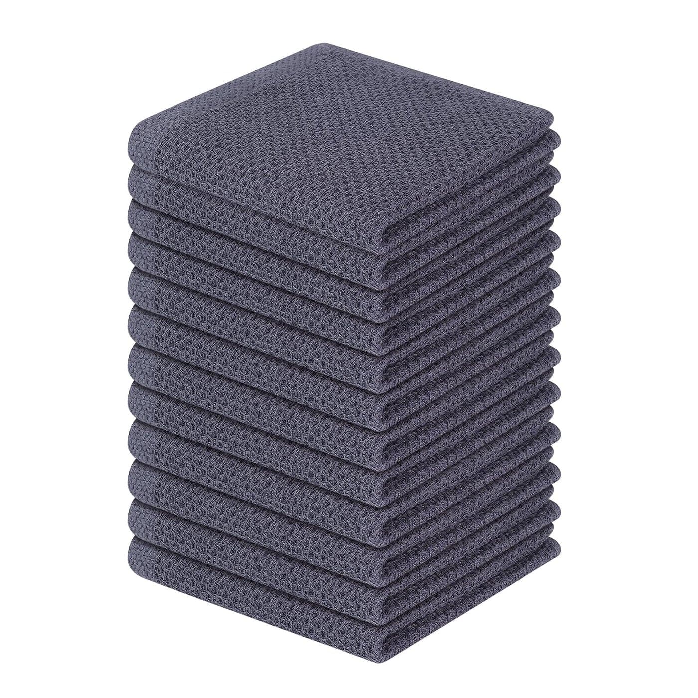 Homaxy 100 Cotton Waffle Weave Kitchen Dish Cloths Ultra Soft Absorbent Quick Drying Dish Towels 12 x 12 Inches 12Pack Dark Grey