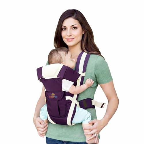 BabyGo Kid Seat Baby Hip Carrier 4-in-1 Adjustable Baby Carrier Cum Kangaroo Bag|Front, Back|for 6 to 24 Months Baby|Newborn to Toddler Carrier|Safety Belt & Buckle Straps|Up to 15 Kgs (Purple)
