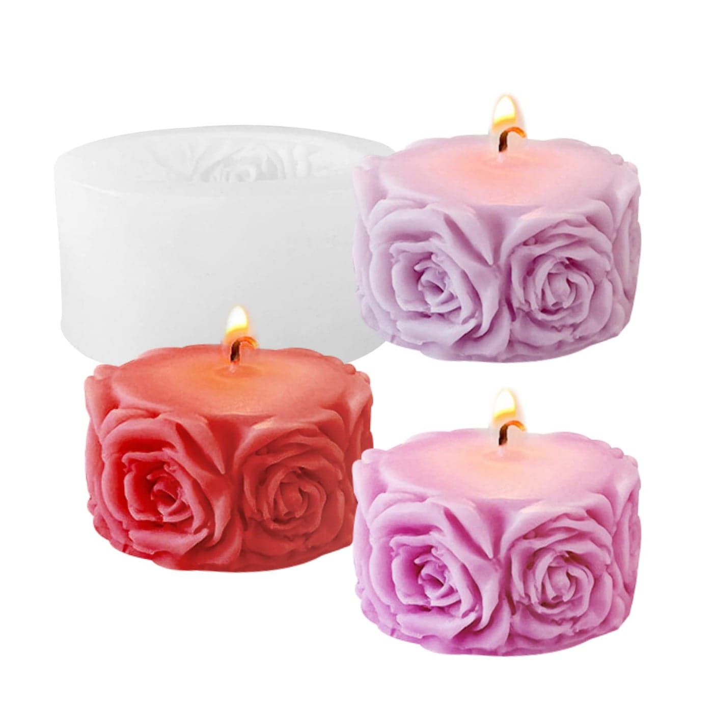 Rose Flower Column Candle Molds Valentines Day Cylinder Resin Casting Mold for Candle Making Resin Casting Silicone Mold for DIY Candle Making Polymer Clay Craft Plaster