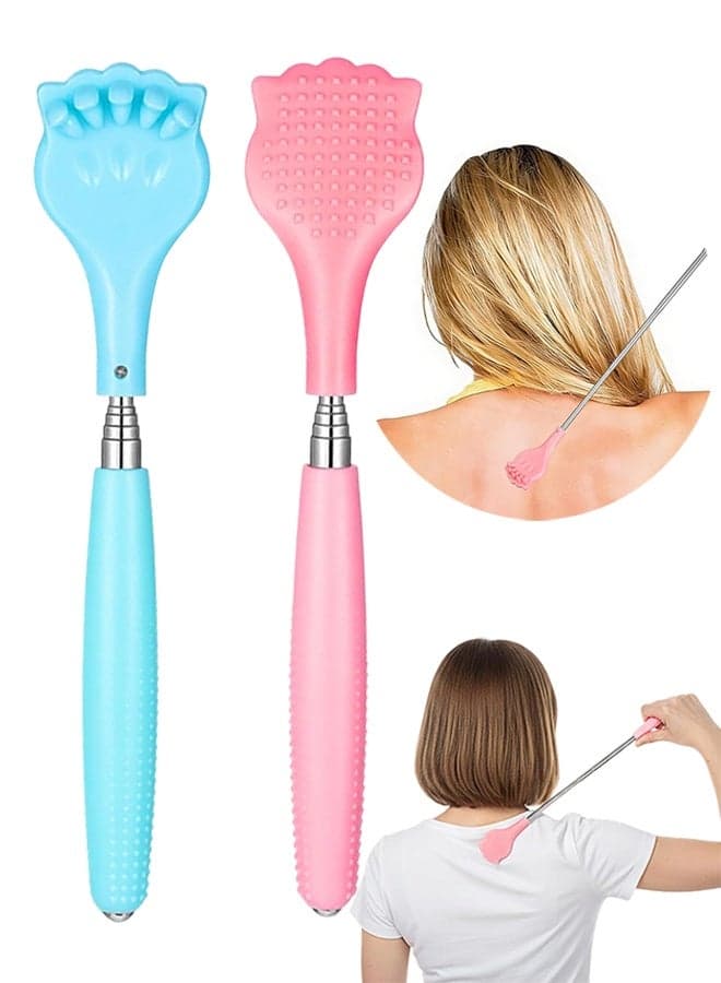 2 Pcs Extendable Back Scratchers, Portable Telescopic Design with Bear Claw Head & Non-Slip Handle, for Head, Body & Legs Itch Relief