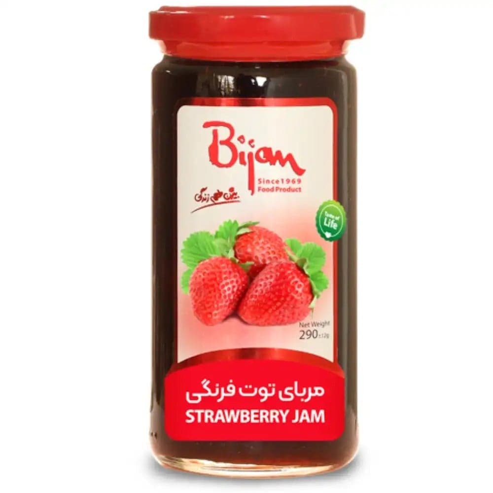 Bijan Strawberry Jam With Real Fruit Pieces In Glass Jar- 290gms