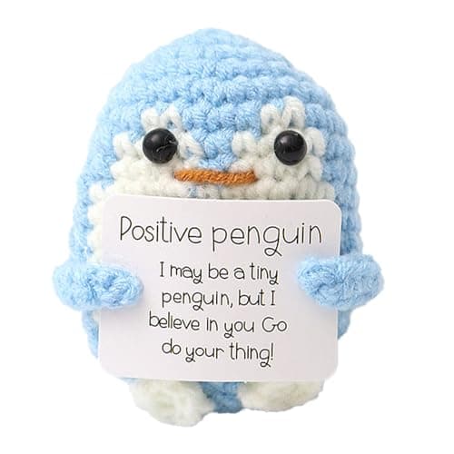 1 Piece Crochet Penguin Toy, Penguin Soft Toys, Stress Relief Toys Adults, Cute Stuffed Toy Crochet Gifts for Women, Office Birthday Gifts for Women, Light Blue