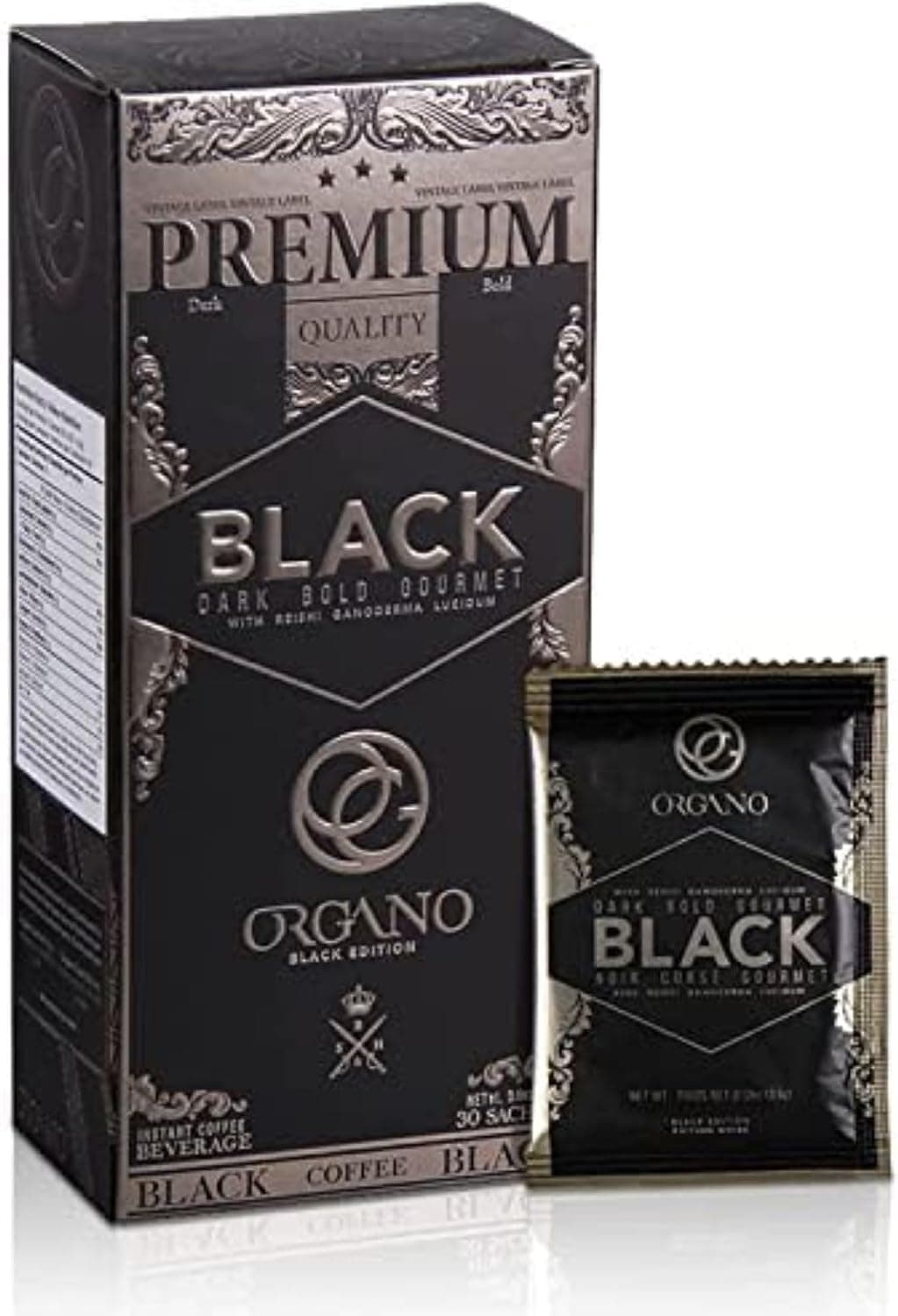 Organo Gold Premium Organic Ganoderma Black Coffee - Instant Coffee with Ganoderma Lucidum (30 Sachets)