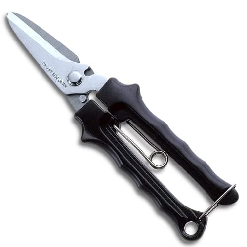 CANARY Heavy Duty Scissors with Wire Cutter 7.5" All Purpose Industrial Hand Shears for Metal, Wire, Cardboard, Leather, Rubber, Spring Loaded Handle, Japanese Stainless Steel Blade, Made in JAPAN
