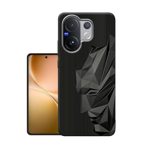 TOUCCH 3D Face Case Cover for Vivo V60| Shock Proof Design with Camera Protection Ring| Liquid Case (Microfibre Lining) for Vivo V60 | Silicone - Black