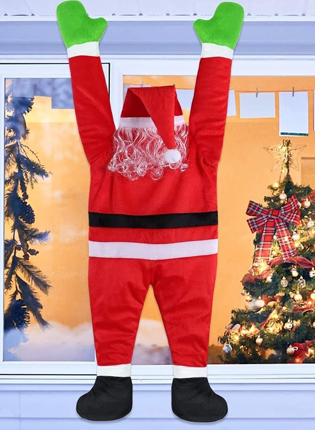 Hanging Santa Claus Christmas Outdoor Decorations Climbing Santa Claus for Gutter Roof Windows Car Christmas Decorations Indoor Outdoor Xmas Santa Claus Decor