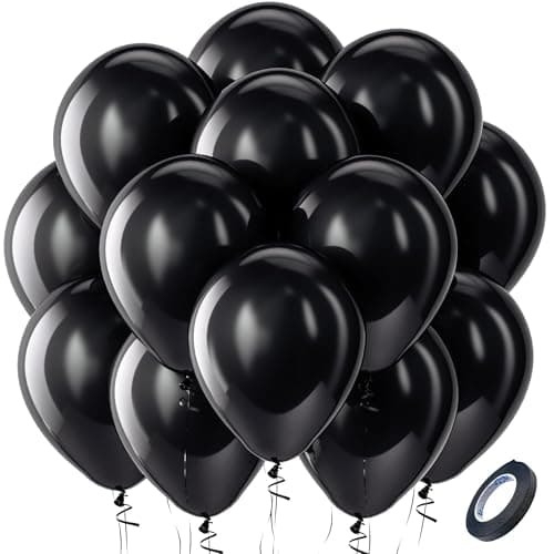 Bezente Black Balloons Latex Party Balloons 100 Pack 12 inch Round Helium Balloons for Birthday Graduation Casino Gaming Anniversary Black History Month Themed Party Decorations 2026