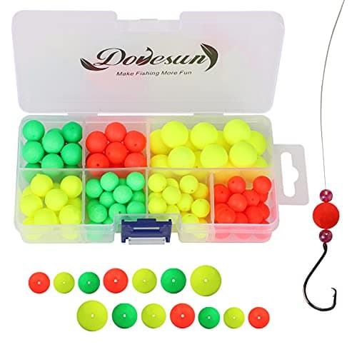 Dovesun 104PCS Fly Fishing Floats Bobbers Foam Pompano Rigs Surf Fishing Rig Floats Bright Color Round with Tackle Box