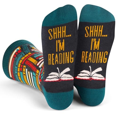 Lavley Book and Reading Socks for Adults - Funny Gifts for Reader - Unisex for Men and Women, One Size (US, Alpha, One Size, Regular, Regular, Shhh I'm Reading)