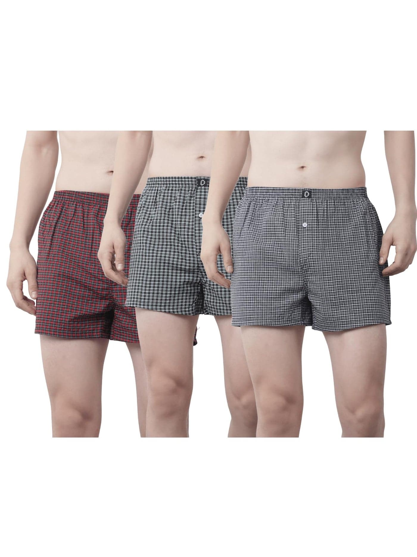 Dollar Pack of 3 Cotton Checkered Men Boxer