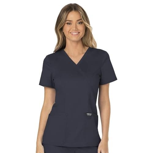 WW Revolution by Cherokee WW610 Women's Mock Wrap Scrub Top, Pewter, M