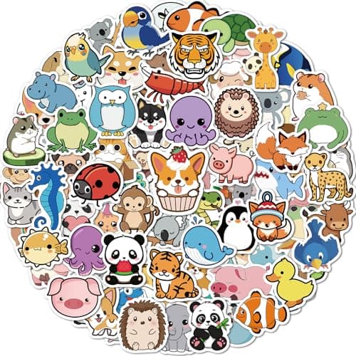 100 Pcs Animal Stickers for Kids Cute Water Bottle Stickers for Kids Waterproof Vinyl Laptop Kid Sticker Pack Kid Classroom Prizes for Elementary Students