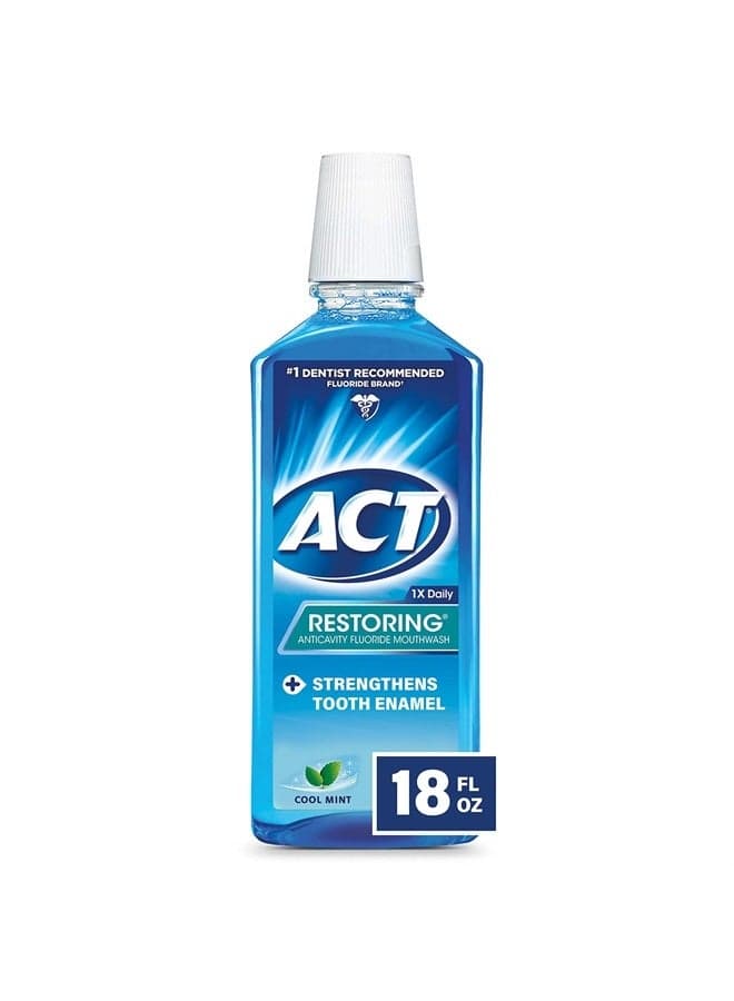 Restoring Fluoride Mouthwash 18 fl. oz. Strengthens Tooth Enamel, Cool Mint